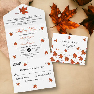 Invitation Tout En Un Élégant automne Feuilles orange automne Mariage fl
