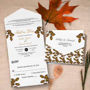 Invitation Tout En Un Élégant automne Feuilles Rustique automne Mariage