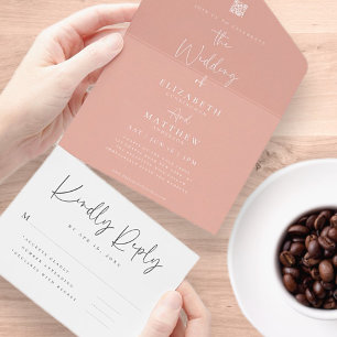 Invitation Tout En Un Élégant chic moderne simple QR Code Mariage