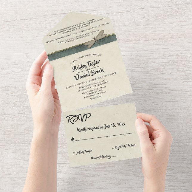 Invitation Tout En Un Élégant Chic Ornate Classé Formel Moderne Mariage (Déchirure)