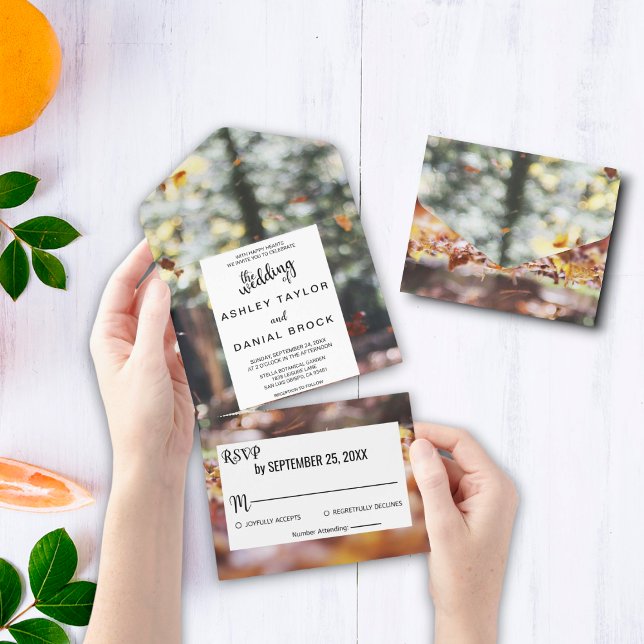 Invitation Tout En Un Élégant chic printemps automne Mariage floral All  (Créateur téléchargé)