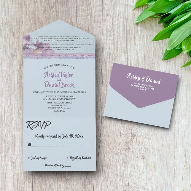 Invitation Tout En Un Élégant Chic Purple Ornate Parties scintillant Mar (Créateur téléchargé)