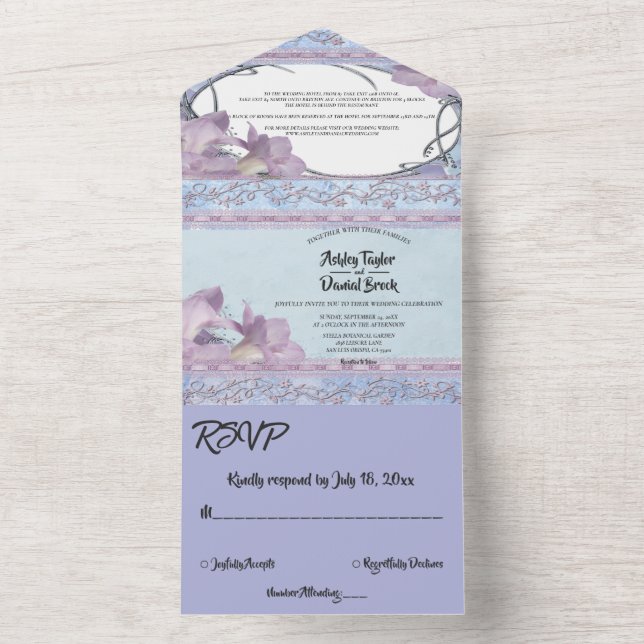 Invitation Tout En Un Élégant Classy Ornate Glam Classic Formal Mariage (À l'intérieur)