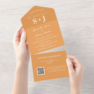 Invitation Tout En Un Élégant Code QR de Réponse pour Mariage d'Automne