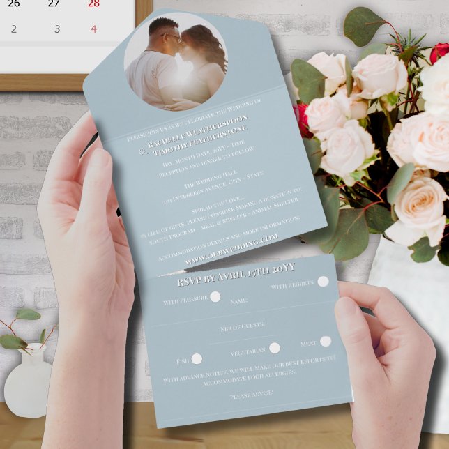 Invitation Tout En Un Élégant couleur romantique Photo Monogramme Mariag (Créateur téléchargé)