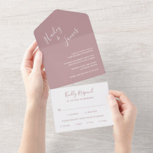 Invitation Tout En Un Elégant Dusty Rose Mariage moderne