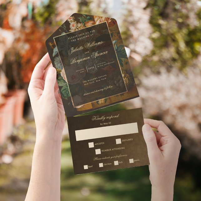 Invitation Tout En Un Elegant Fine Art Floral Still Life Wedding (Créateur téléchargé)