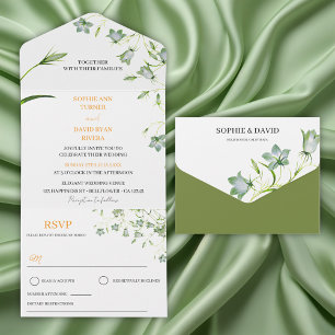 Invitation Tout En Un Élégant floral Bellflower Sceau et Mariage d'envoi