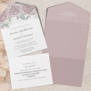 Invitation Tout En Un Elégant Floral Website Aquarelle Dusty Rose