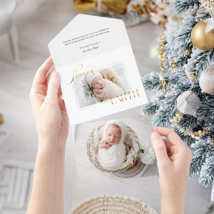 Invitation Tout En Un Elegant Gold Peace on Earth Photo