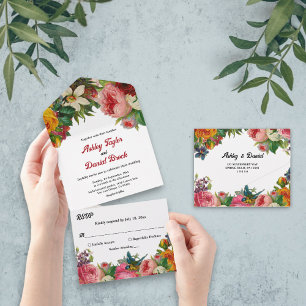 Invitation Tout En Un Elégant Jardin Botanique Boho Rose Mariage Floral