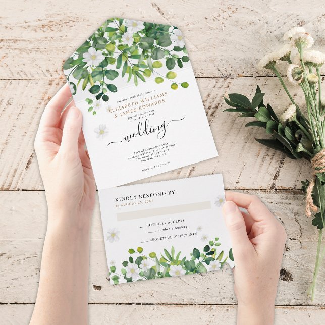 Invitation Tout En Un Elégant Jardin botanique Printemps Mariage été (Créateur téléchargé)