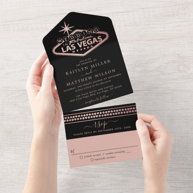 Invitation Tout En Un Elégant Las Vegas Destination Mariage (Déchirure)