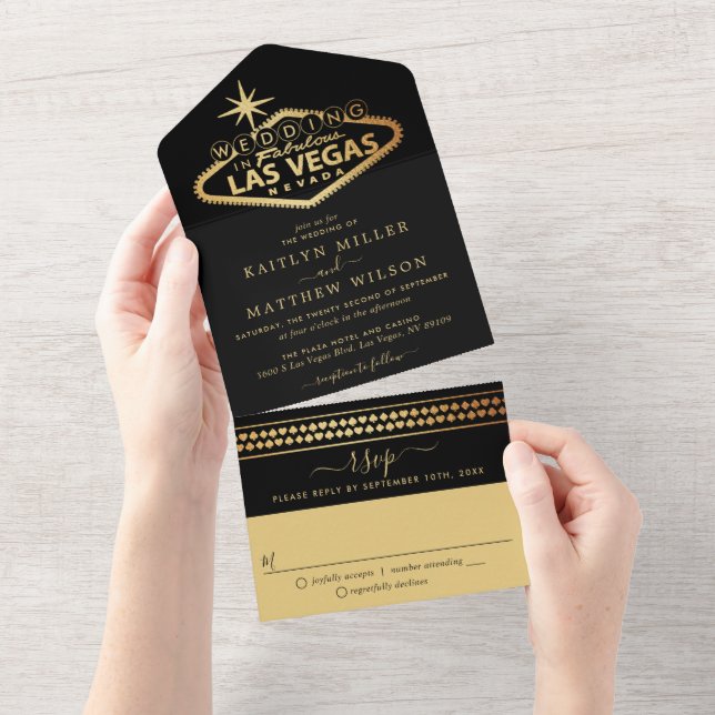 Invitation Tout En Un Elégant Las Vegas Destination Mariage (Déchirure)