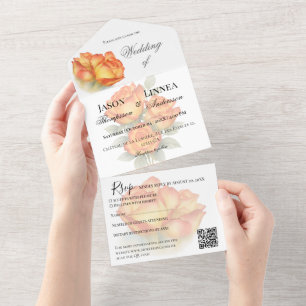 Invitation Tout En Un Elégant Mariage Aquarelle Rose Pétales Pastel