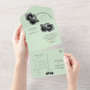Invitation Tout En Un Elégant Mariage d'aquarelle de la côte de Black Sa