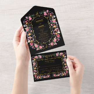 Invitation Tout En Un Élégant mariage de jardin de printemps Prairie de 