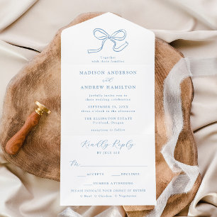 Invitation Tout En Un Élégant Mariage de la caverne bleue