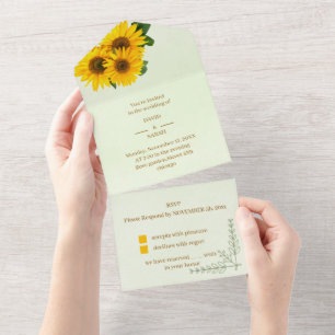 Invitation Tout En Un Élégant Mariage de tournesol