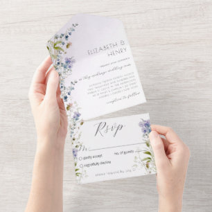 Invitation Tout En Un Élégant Mariage Fleur sauvage