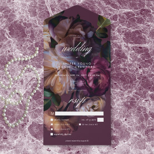 Invitation Tout En Un Élégant Mariage Floral Bourgeois Dîner de Mariage