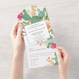 Invitation Tout En Un Elégant Mariage Floral Succulent