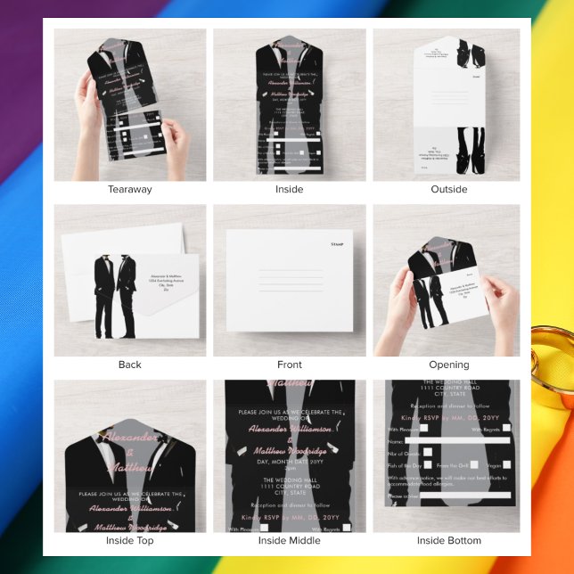 Invitation Tout En Un Elégant Mariage gay moderne (Créateur téléchargé)