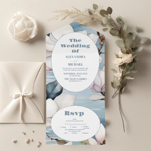 Invitation Tout En Un Élégant Mariage Magnolia