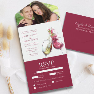 Invitation Tout En Un Élégant Mariage photo de danse du vin rouge et bla