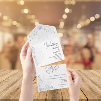 Invitation Tout En Un Élégant Mariage rose floral et vert