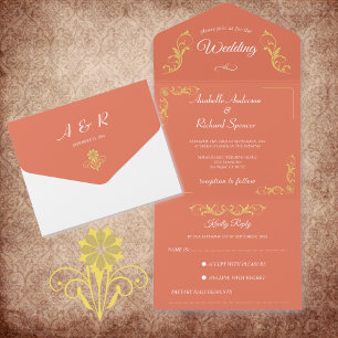 Invitation Tout En Un Élégant Mariage victorien