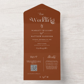 Invitation Tout En Un Élégant Mariage Whimsical en terre cuite