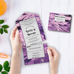 Invitation Tout En Un Élégant minimal Abstrait Peinture bleu Galaxy Mari