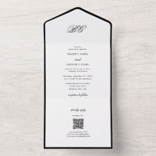 Invitation Tout En Un Élégant minimaliste noir blanc Mariage