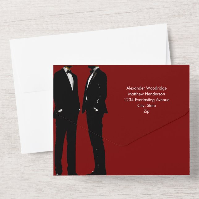 Invitation Tout En Un Elegant Modern Gay Men Wedding (Verso)