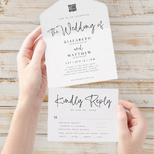 Invitation Tout En Un Élégant moderne Chic Simple QR Repas Option Mariag