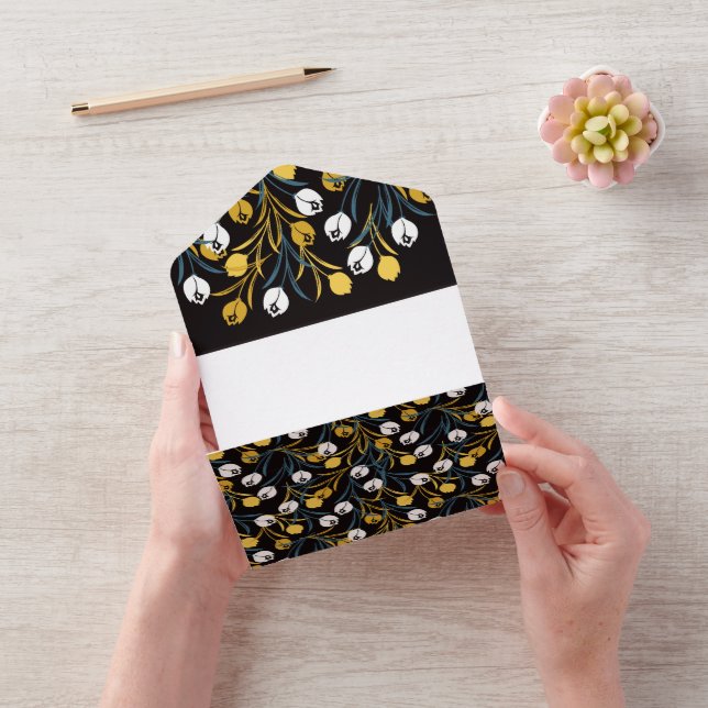 Invitation Tout En Un Élégant motif floral de Tulipe (Vidéo)