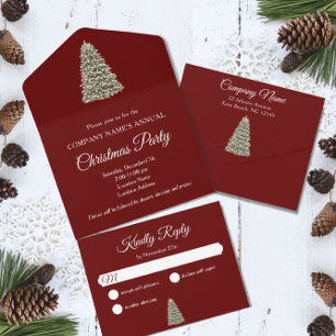 Invitation Tout En Un Élégant Noël Arbre Rouge Compagnie Fête de Fête