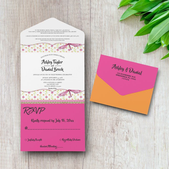 Invitation Tout En Un Elégant Pays Whimsical Été Floral Mariage (Créateur téléchargé)