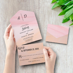 Invitation Tout En Un Elégant rose poussiéreux chic All in One Wedding I