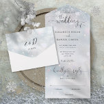Invitation Tout En Un Élégant Script Hearts Minimaliste Mariage hivernal<br><div class="desc">Le tout dans une invitation de mariage d'hiver avec typographie de coeurs élégants et initiales monogrammes sur un arrière - plan de flocons de neige. L'invitation comprend une carte RSVP perforée qui peut être adressée individuellement ou laissée vide pour que vous puissiez écrire à la main les coordonnées de votre...</div>