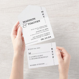 Invitation Tout En Un Élégant script photo Mariage de typographie simple