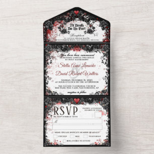 Invitation Tout En Un Elégant Splter de sang Halloween Mariage RSVP MENU