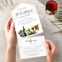 Elégant Vin à thème Aquarelle Vignoble