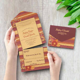 Invitation Tout En Un Elégant Whimsical Classy Mariage Floral de luxe