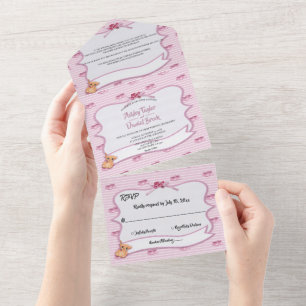 Invitation Tout En Un Elégant Whimsical Décoratif Rose Mariage moderne