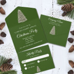 Invitation Tout En Un Elégante Noël Arbre vert Compagnie Fête de Vacance<br><div class="desc">Cette élégante marque de Noël d'entreprise présente un arbre de Noël enneigé avec des lumières sur un arrière - plan vert foncé. Cliquez sur le bouton personnaliser pour plus de flexibilité dans la modification du texte et des graphiques! Des variantes de cette conception ainsi que des produits de coordination sont...</div>