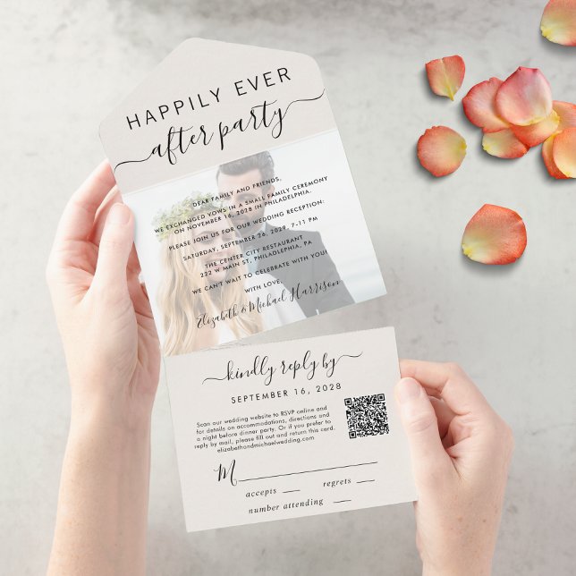 Invitation Tout En Un Elégante Photo QR Code Réception de mariage (Créateur téléchargé)