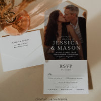 Élégante superposition Mariage moderne triple invi