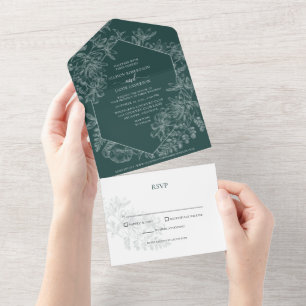 Invitation Tout En Un Emerald Green Mariage végétal